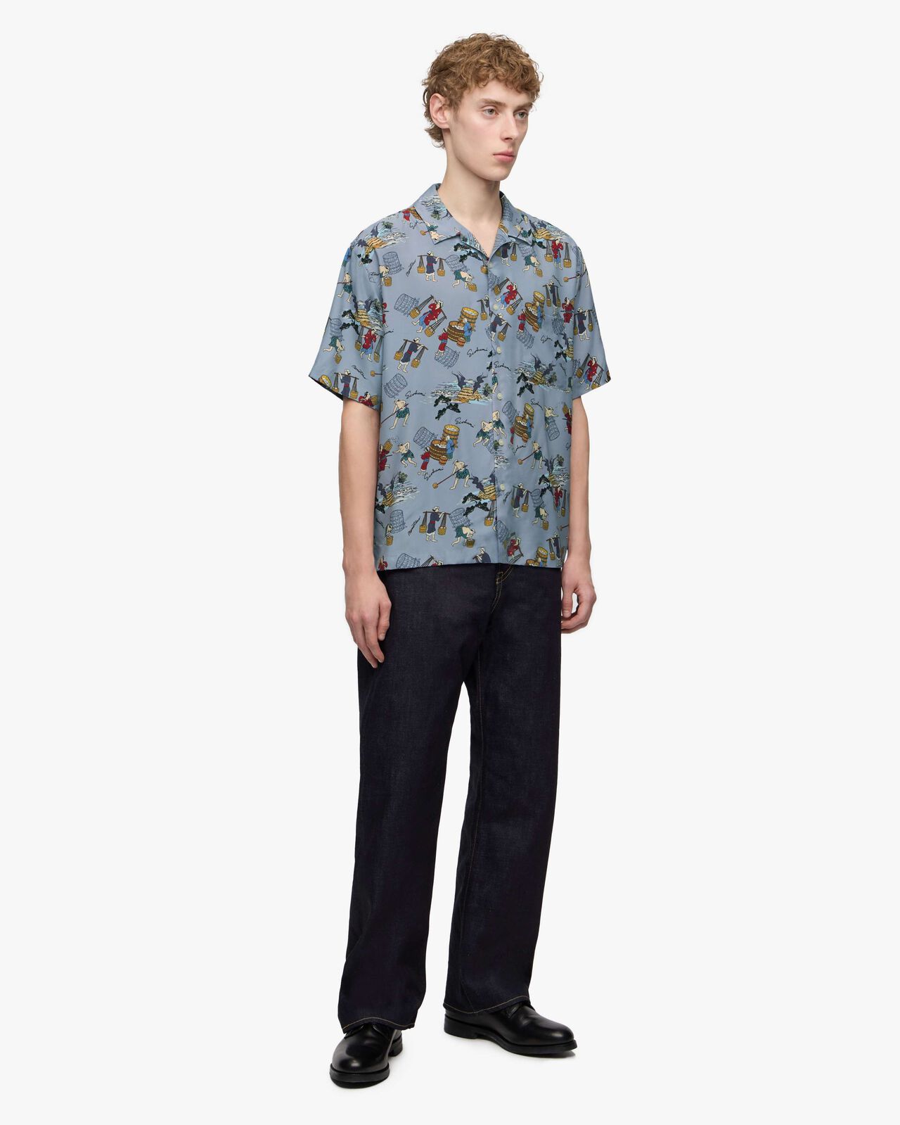 RAYON S/S  SHIRT,BLU, large image number 1