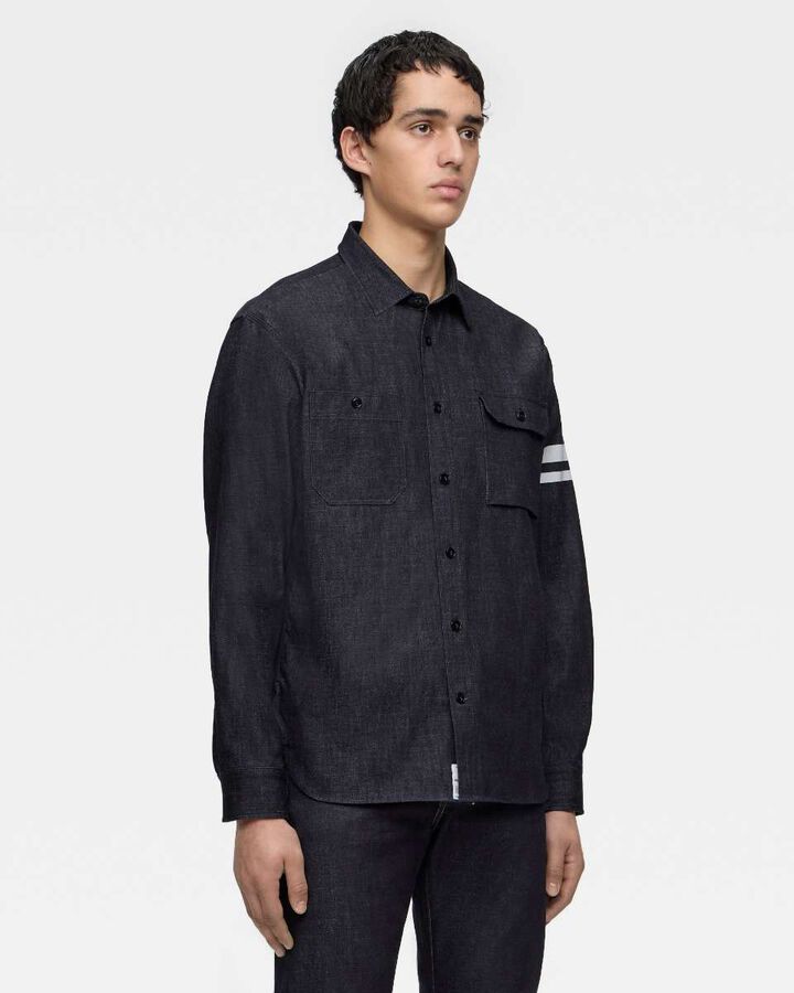 TRIPLE STITCH L/S DENIM SHIRT (TWO STRIPES),, medium