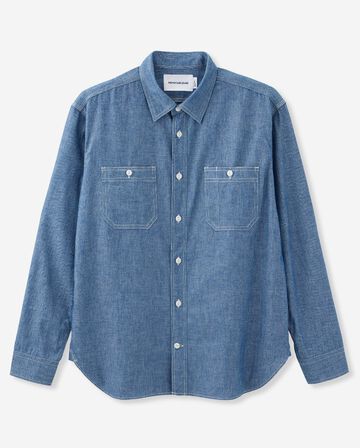 TRIPLE STITCH L/S CHAMBRAY SHIRT,Indigo, large image number 5