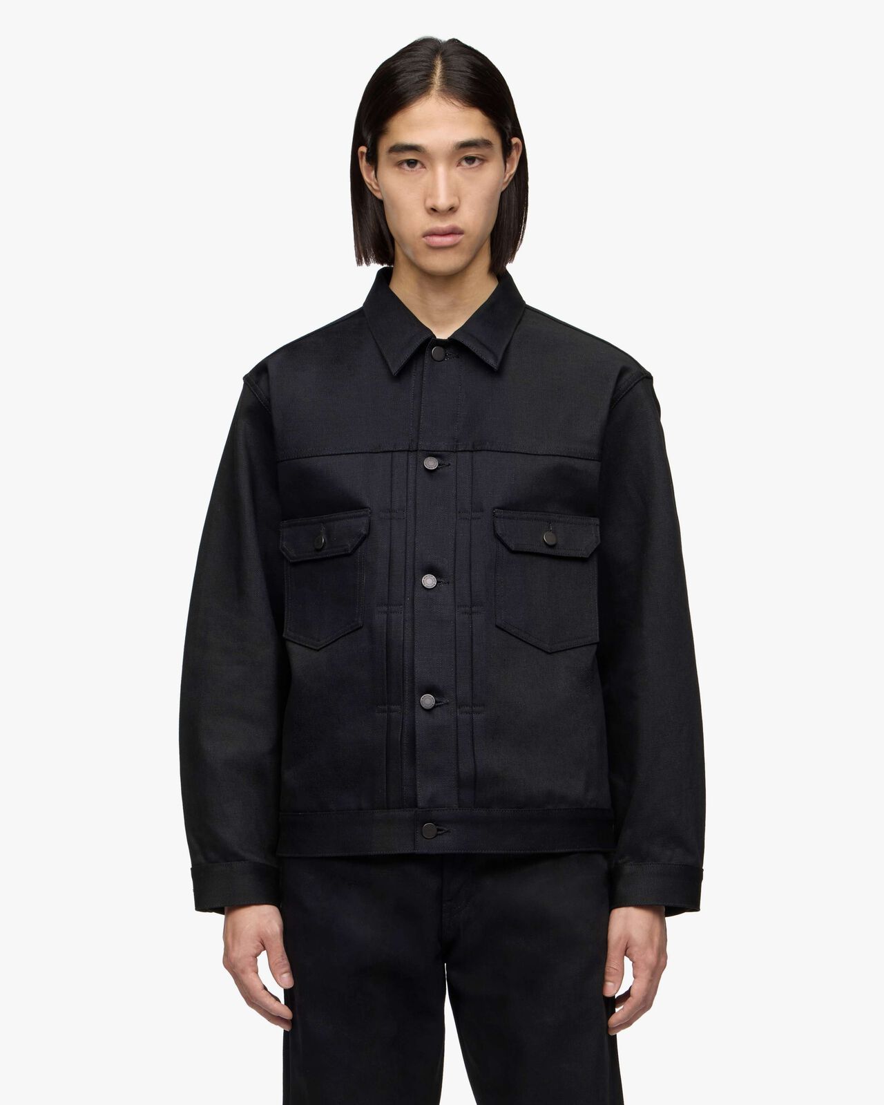 #002 STANDARD DENIM JACKET 14.7oz,BLK, large image number 0