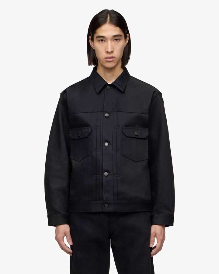 #002 STANDARD DENIM JACKET 14.7oz,BLK, medium