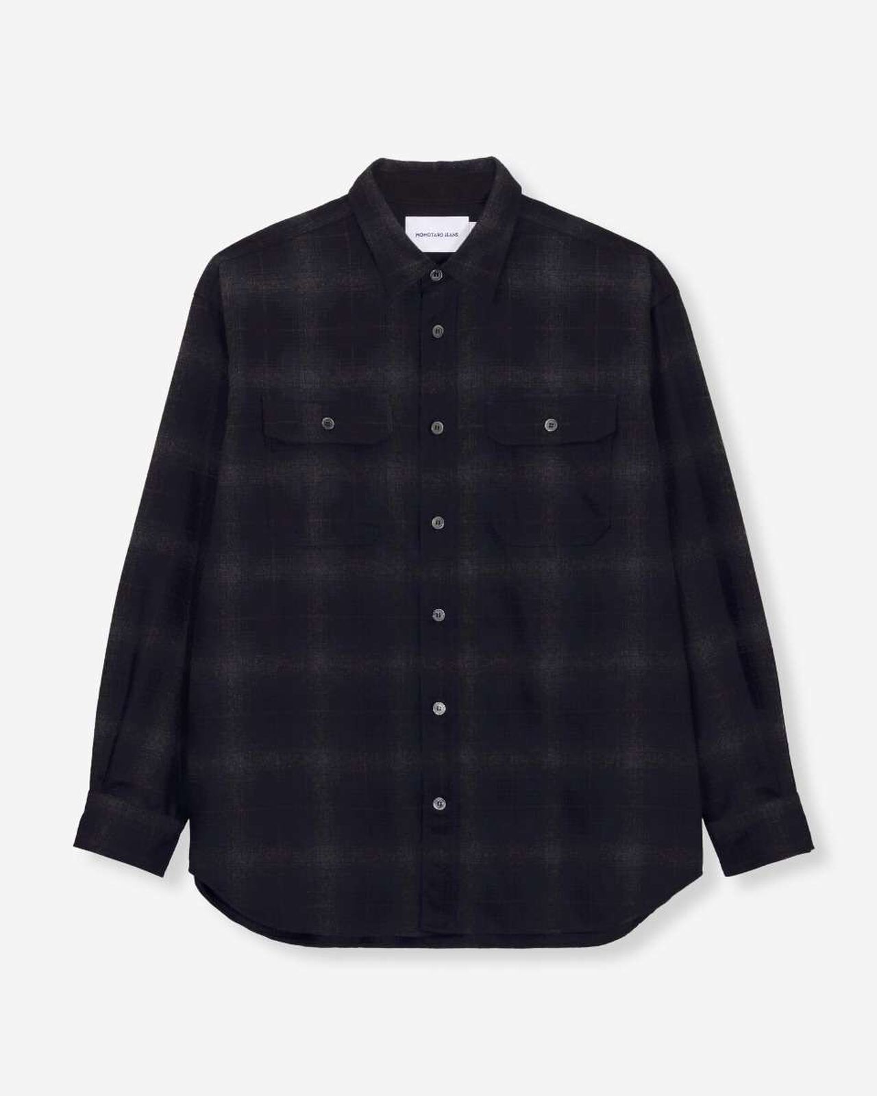 WOOL×CASHMERE OMBRE CHECK L/S SHIRT,NAVY, large image number 5
