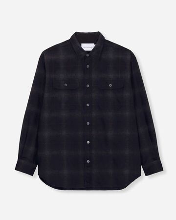 WOOL×CASHMERE OMBRE CHECK L/S SHIRT,NAVY, large image number 5