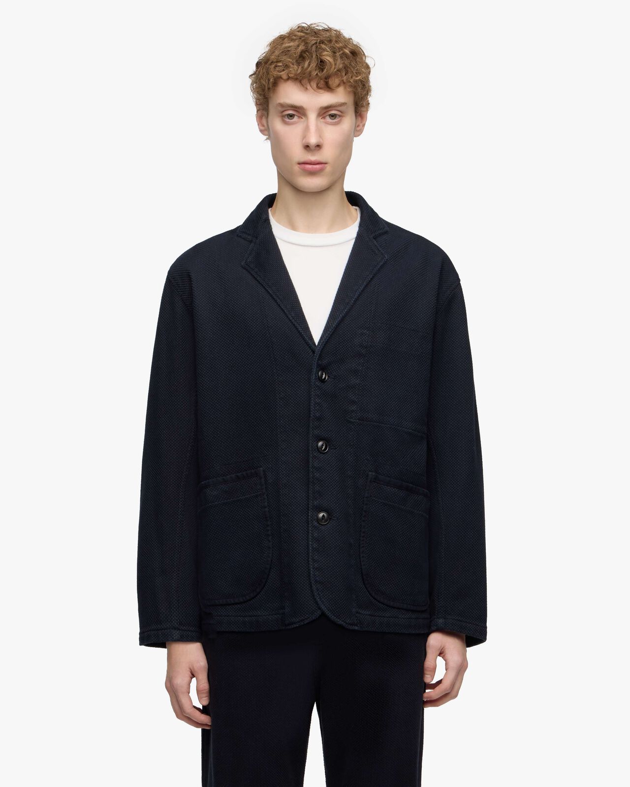SASHIKO TAILORED JACKET-OVERDYE,Indigo, large image number 0