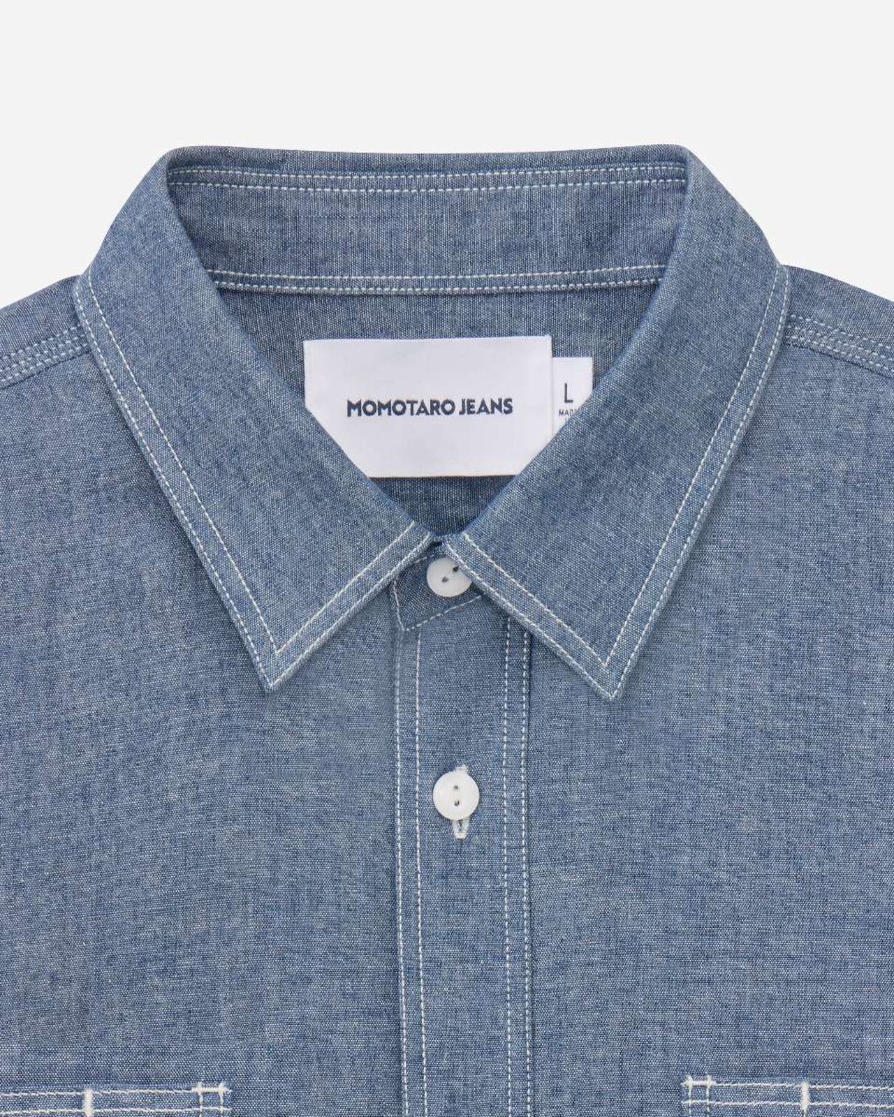 TRIPLE STITCH L/S CHAMBRAY SHIRT (TWO STRIPES),Indigo, large image number 7