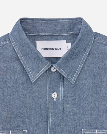 TRIPLE STITCH L/S CHAMBRAY SHIRT (TWO STRIPES),Indigo, large image number 7