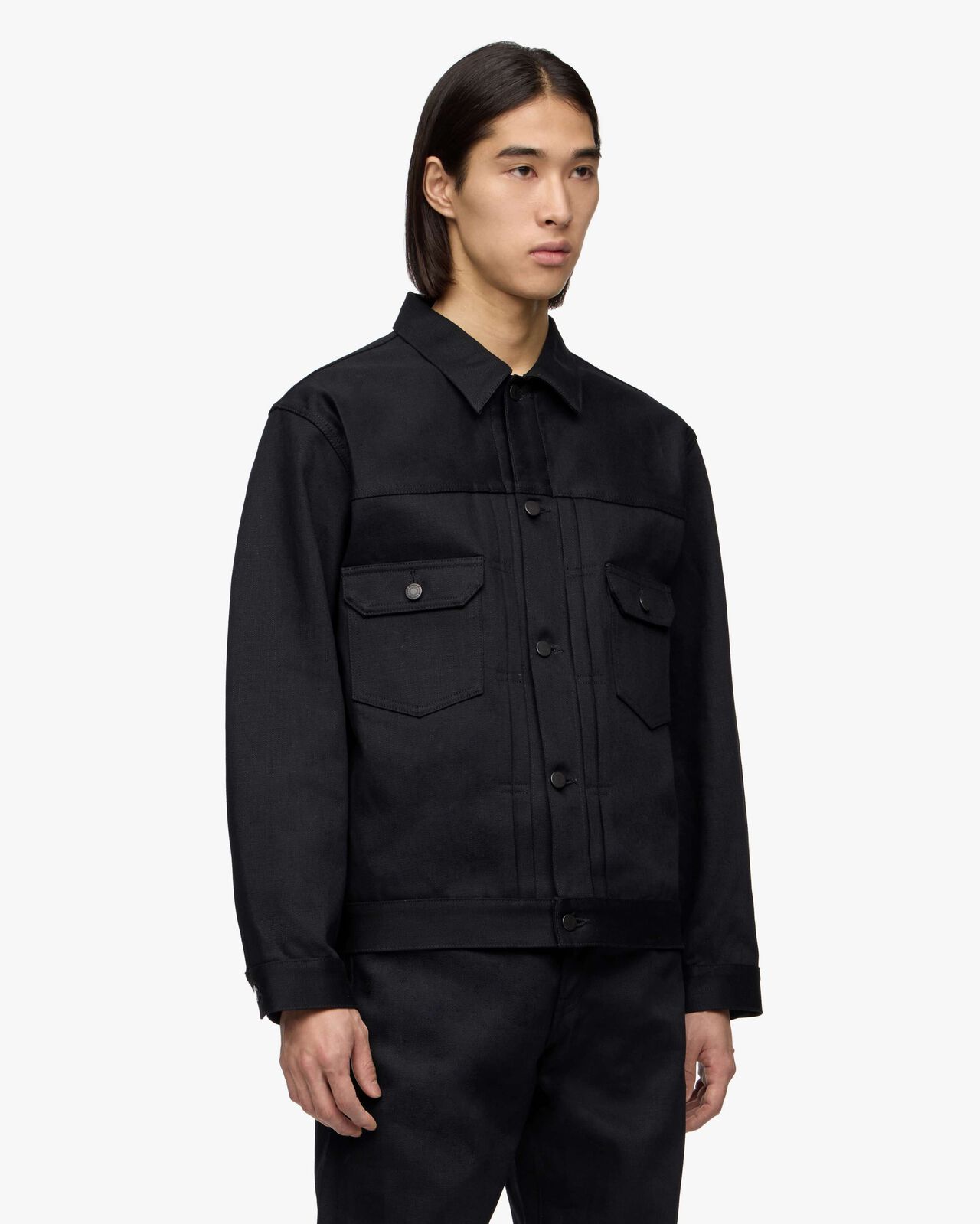 #002 STANDARD DENIM JACKET 14.7oz,BLK, large image number 1