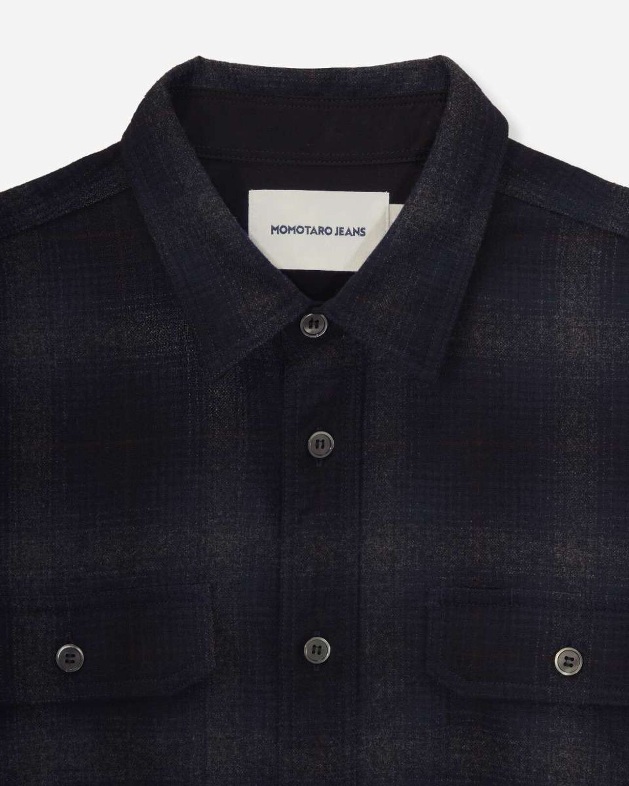 WOOL×CASHMERE OMBRE CHECK L/S SHIRT,NAVY, large image number 7