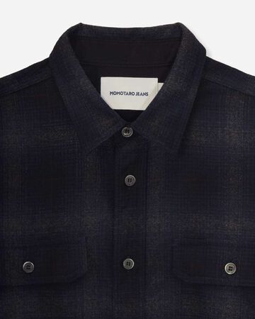 WOOL×CASHMERE OMBRE CHECK L/S SHIRT,NAVY, large image number 7