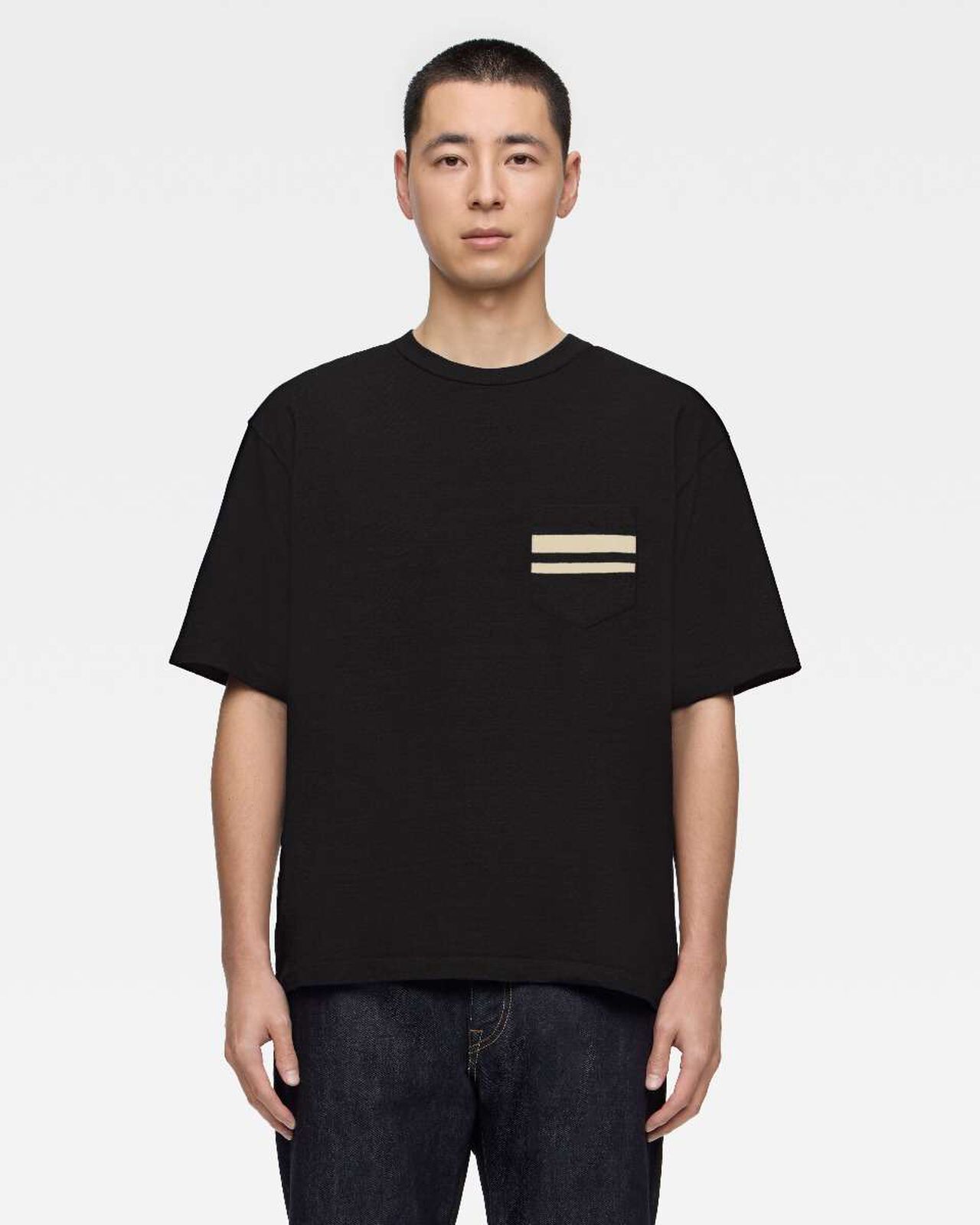 HEAVY OUNCE S/S POCKET TEE -DISCHARGE PRINT,BLK, large image number 0