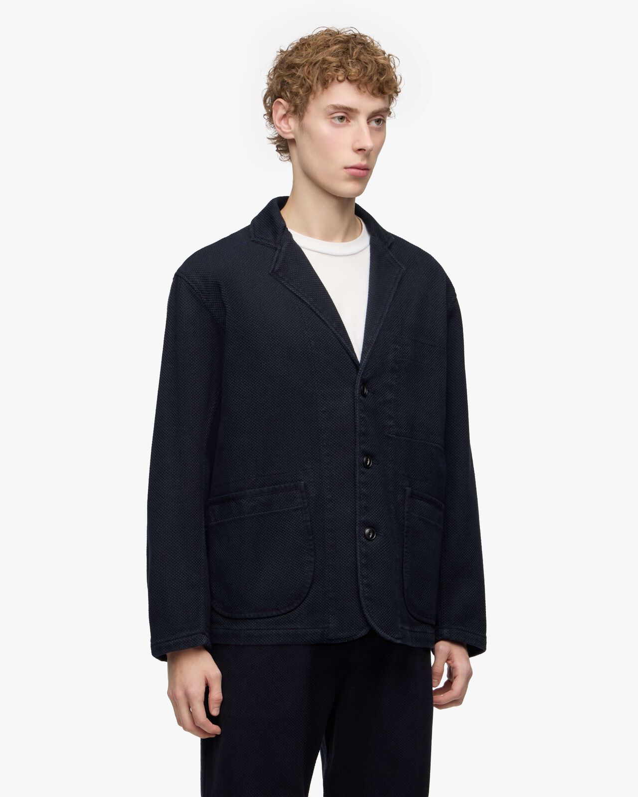 SASHIKO TAILORED JACKET-OVERDYE,Indigo, large image number 1