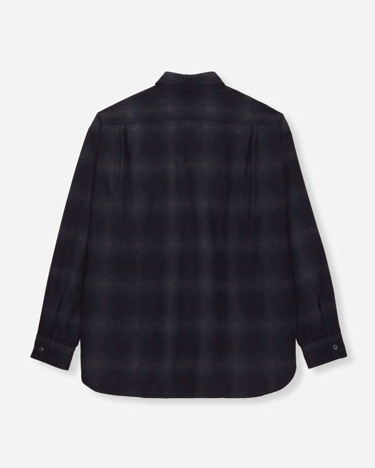 WOOL×CASHMERE OMBRE CHECK L/S SHIRT,NAVY, large image number 6