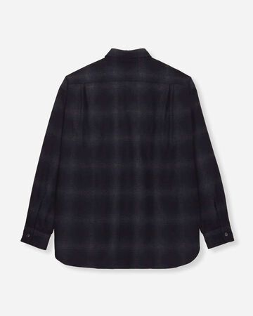 WOOL×CASHMERE OMBRE CHECK L/S SHIRT,NAVY, large image number 6