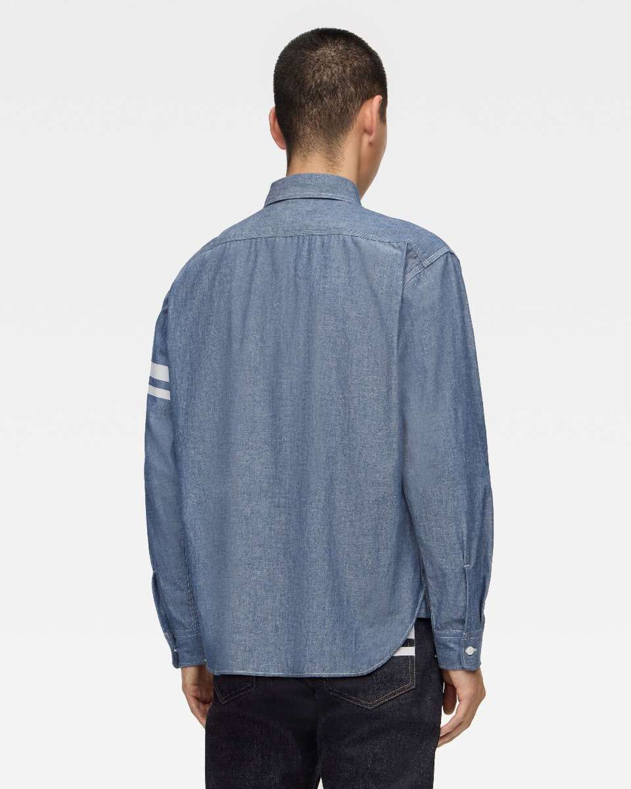 TRIPLE STITCH L/S CHAMBRAY SHIRT (TWO STRIPES),Indigo, large image number 2