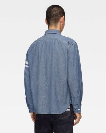 TRIPLE STITCH L/S CHAMBRAY SHIRT (TWO STRIPES),Indigo, large image number 2