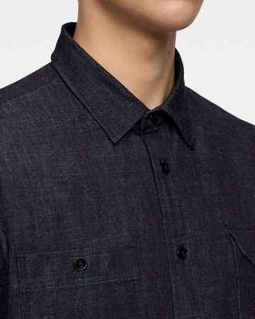 TRIPLE STITCH L/S DENIM SHIRT (TWO STRIPES),Indigo, large image number 4