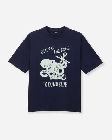 INDIGO YARN DYED TEE - OCTOPUS,Indigo, large image number 5