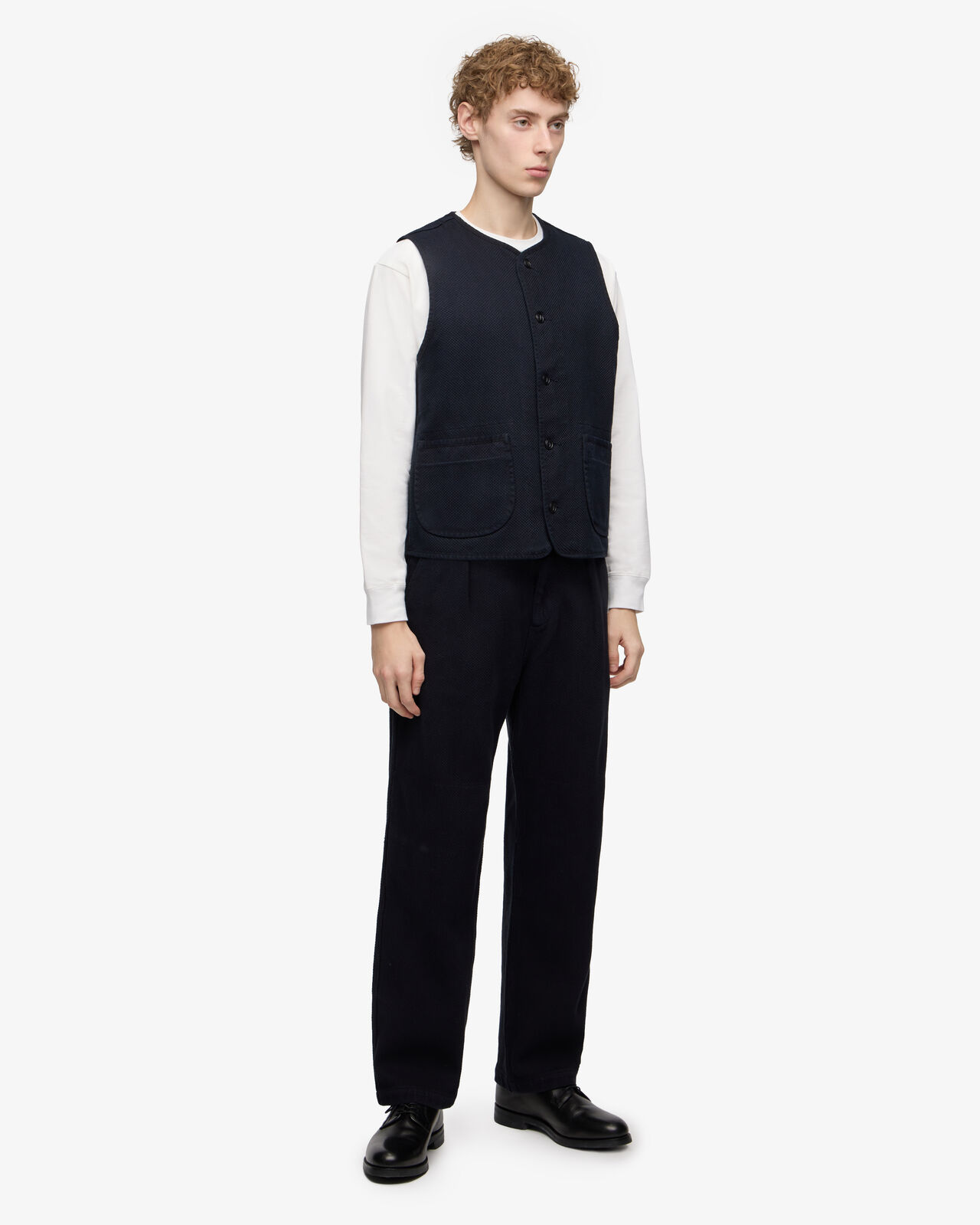 SASHIKO VEST-OVERDYE,Indigo, large image number 3