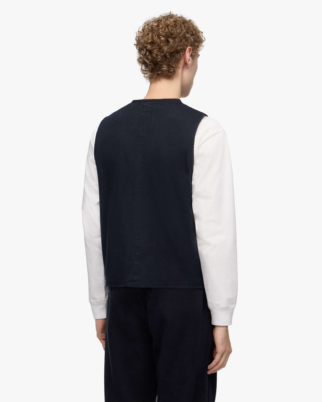 SASHIKO VEST-OVERDYE,Indigo, large image number 2