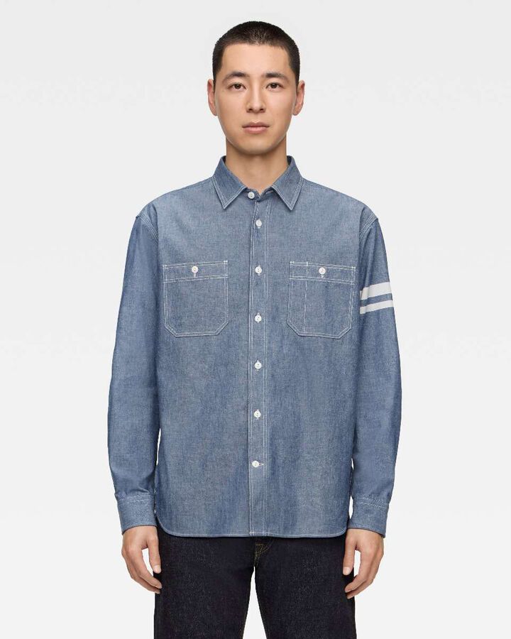TRIPLE STITCH L/S CHAMBRAY SHIRT (TWO STRIPES),, medium