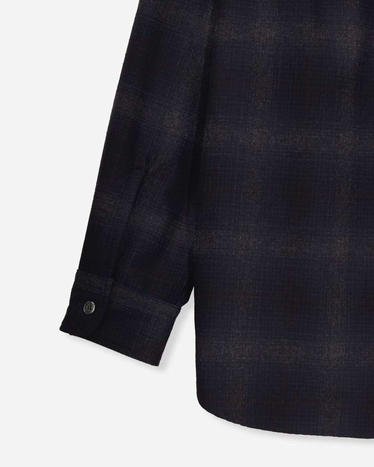 WOOL×CASHMERE OMBRE CHECK L/S SHIRT,NAVY, large image number 8