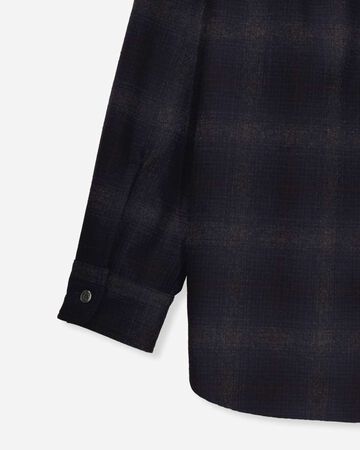 WOOL×CASHMERE OMBRE CHECK L/S SHIRT,NAVY, large image number 8