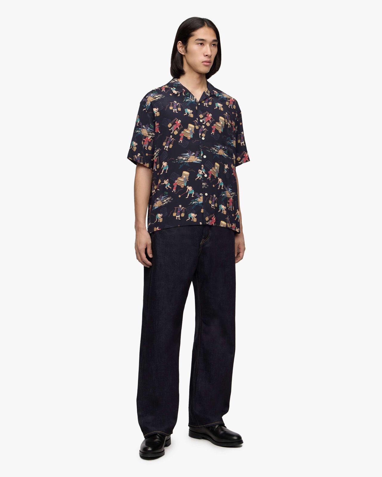 RAYON S/S  SHIRT,BLK, large image number 3