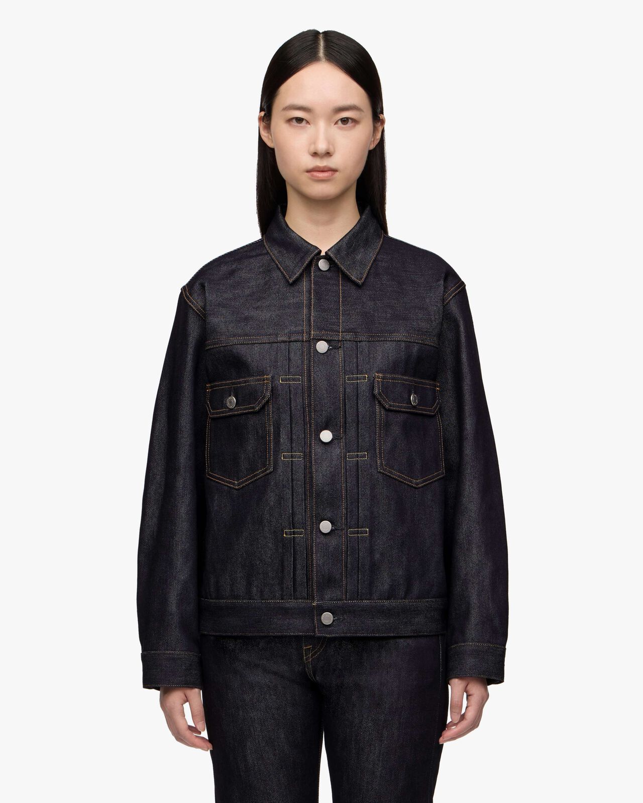 #002 SILK DENIM JACKET 15oz,Indigo, large image number 4