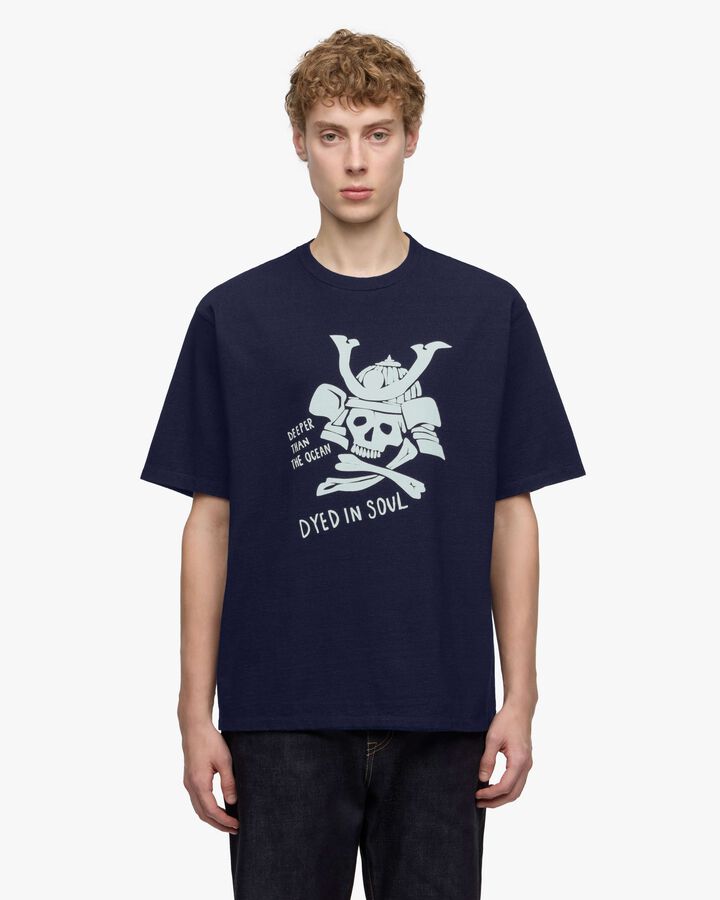 INDIGO YARN DYED TEE - SKULL,, medium