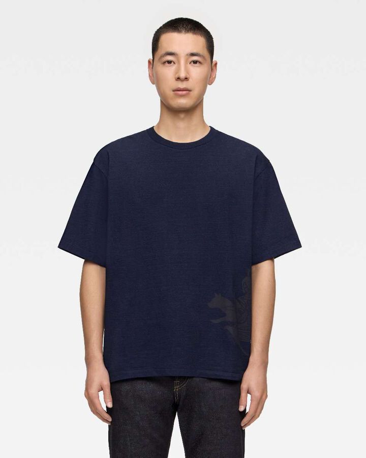 YARN DYED S/S TEE -MOMOTARO,, medium