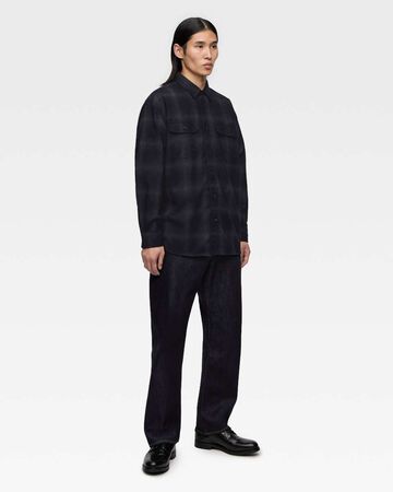 WOOL×CASHMERE OMBRE CHECK L/S SHIRT,NAVY, large image number 3