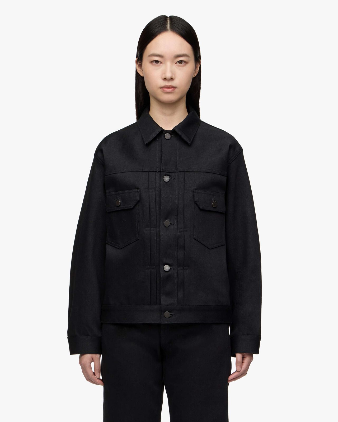 #002 STANDARD DENIM JACKET 14.7oz,BLK, large image number 5