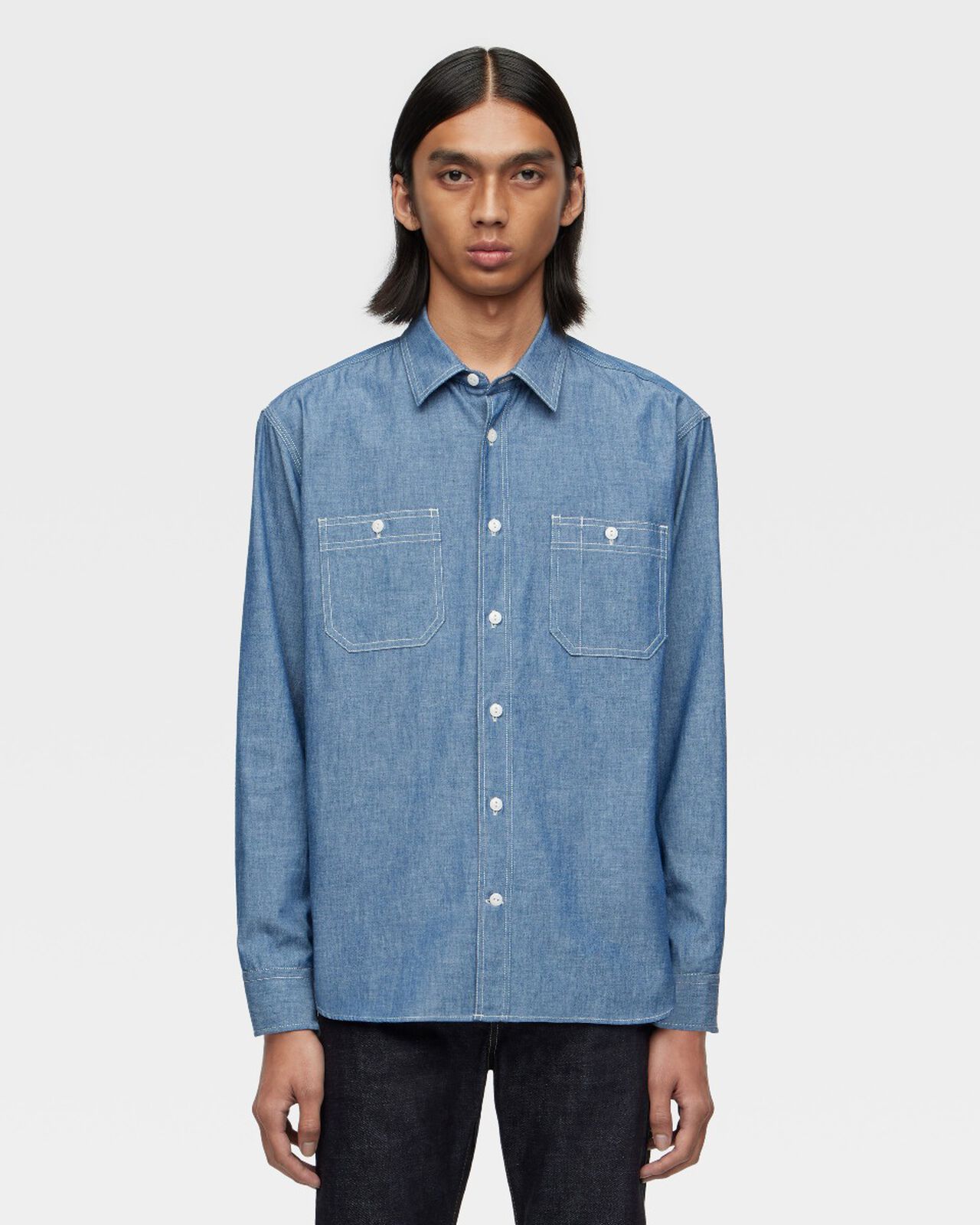 TRIPLE STITCH L/S CHAMBRAY SHIRT,Indigo, large image number 0