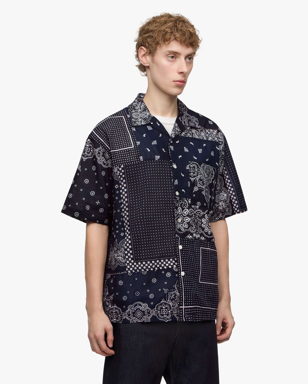 ORIGINAL PRINT S/S SHIRT -PAISLEY PATTEN,NAVY, large image number 1