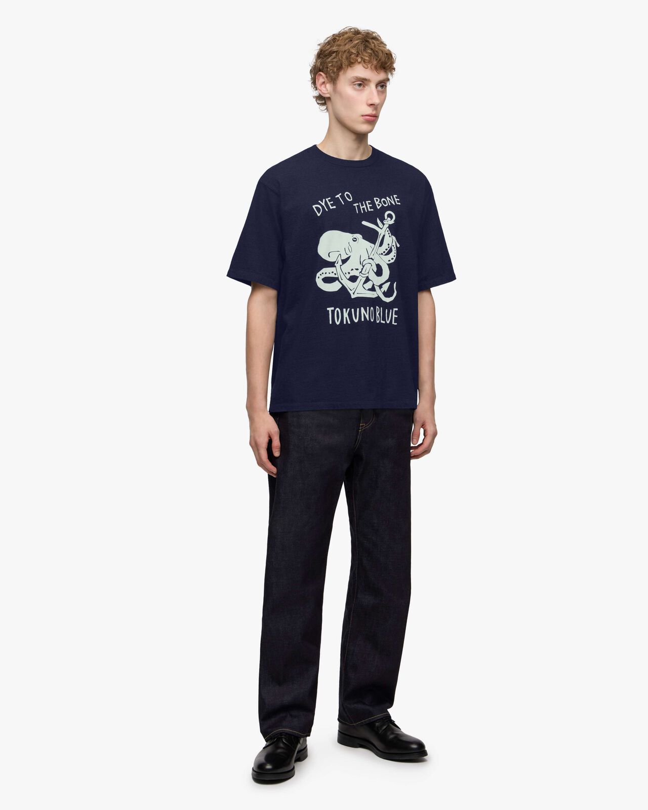 INDIGO YARN DYED TEE - OCTOPUS,Indigo, large image number 3