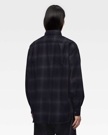 WOOL×CASHMERE OMBRE CHECK L/S SHIRT,NAVY, large image number 2
