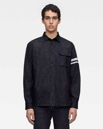 TRIPLE STITCH L/S DENIM SHIRT (TWO STRIPES),Indigo, large image number 0