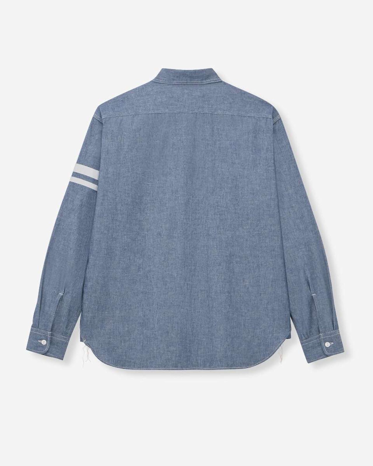 TRIPLE STITCH L/S CHAMBRAY SHIRT (TWO STRIPES),Indigo, large image number 6
