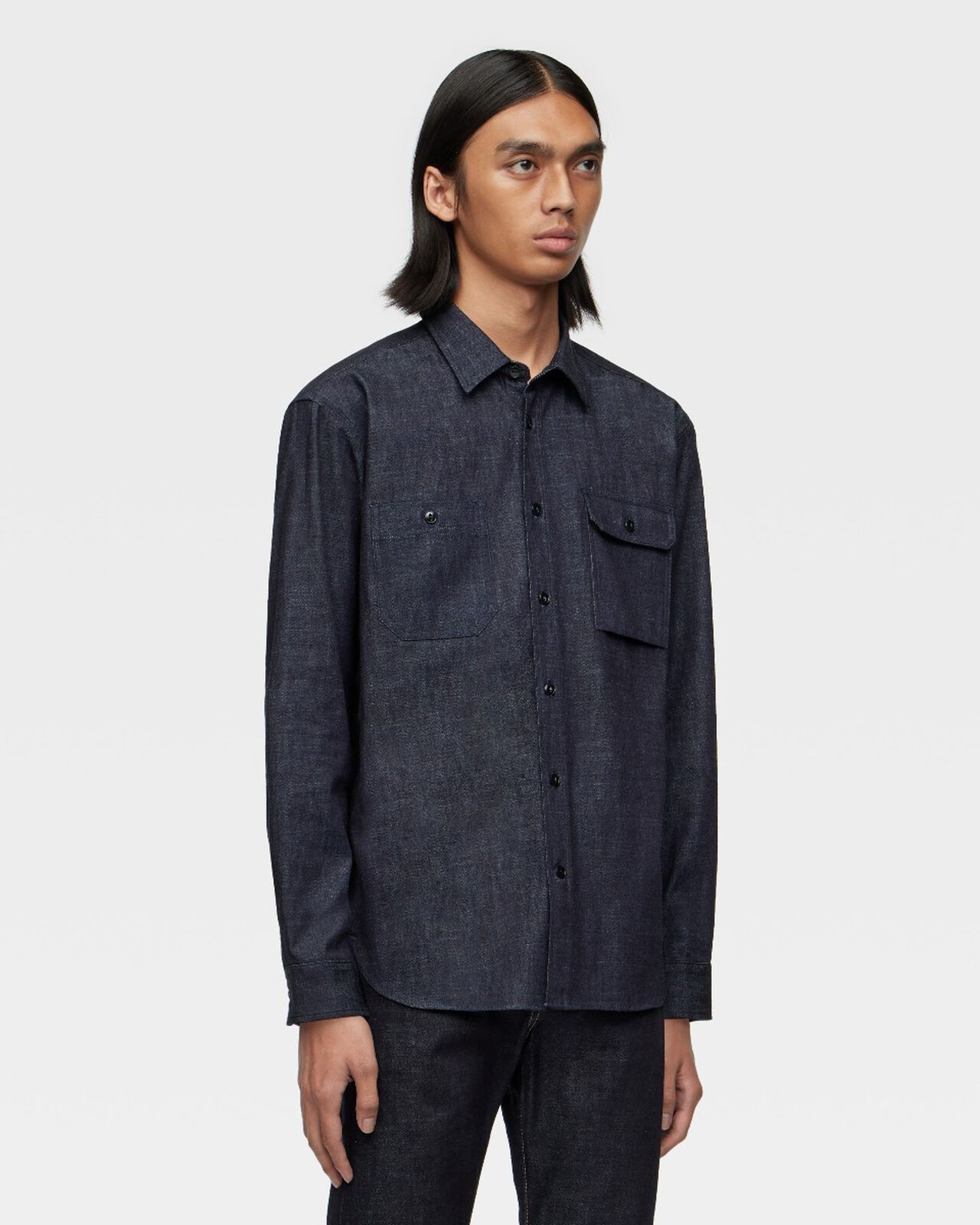 TRIPLE STITCH L/S DENIM SHIRT,Indigo, large image number 1