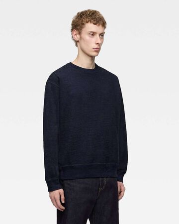 INDIGO SWEAT CREW NECK PO-YARN DYE,Indigo, large image number 1