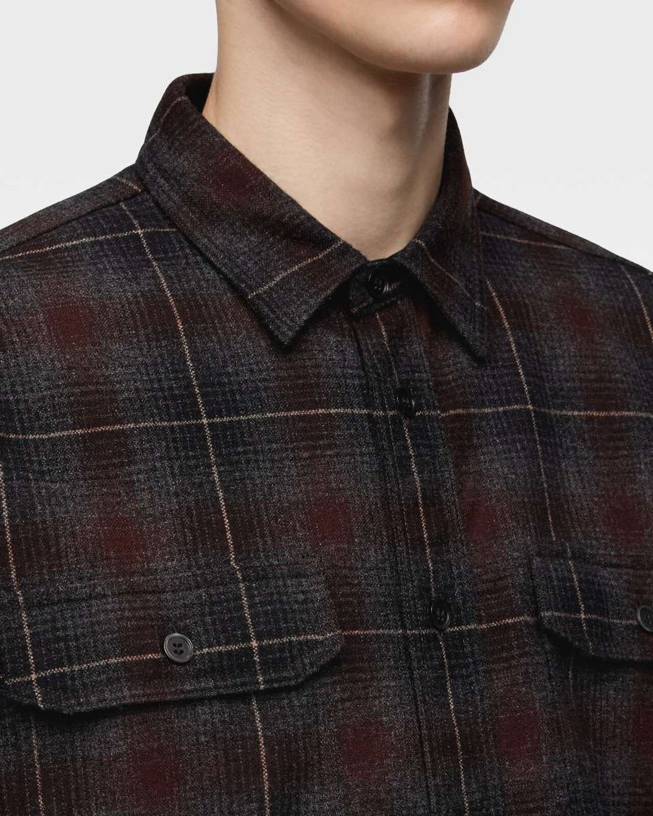 WOOL×CASHMERE OMBRE CHECK L/S SHIRT,GRY, large image number 4