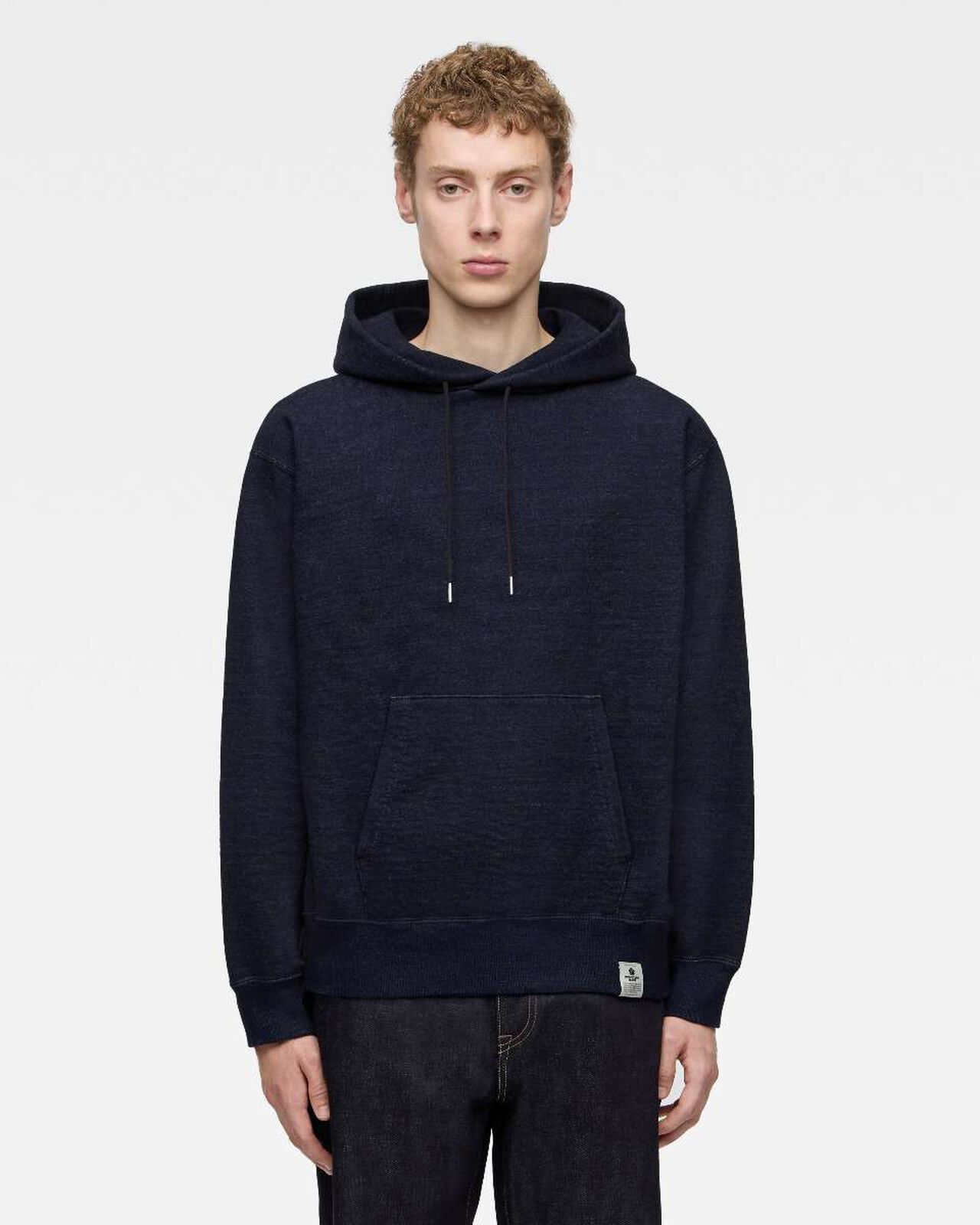 INDIGO SWEAT HOODIE-YARN DYE,Indigo, large image number 0