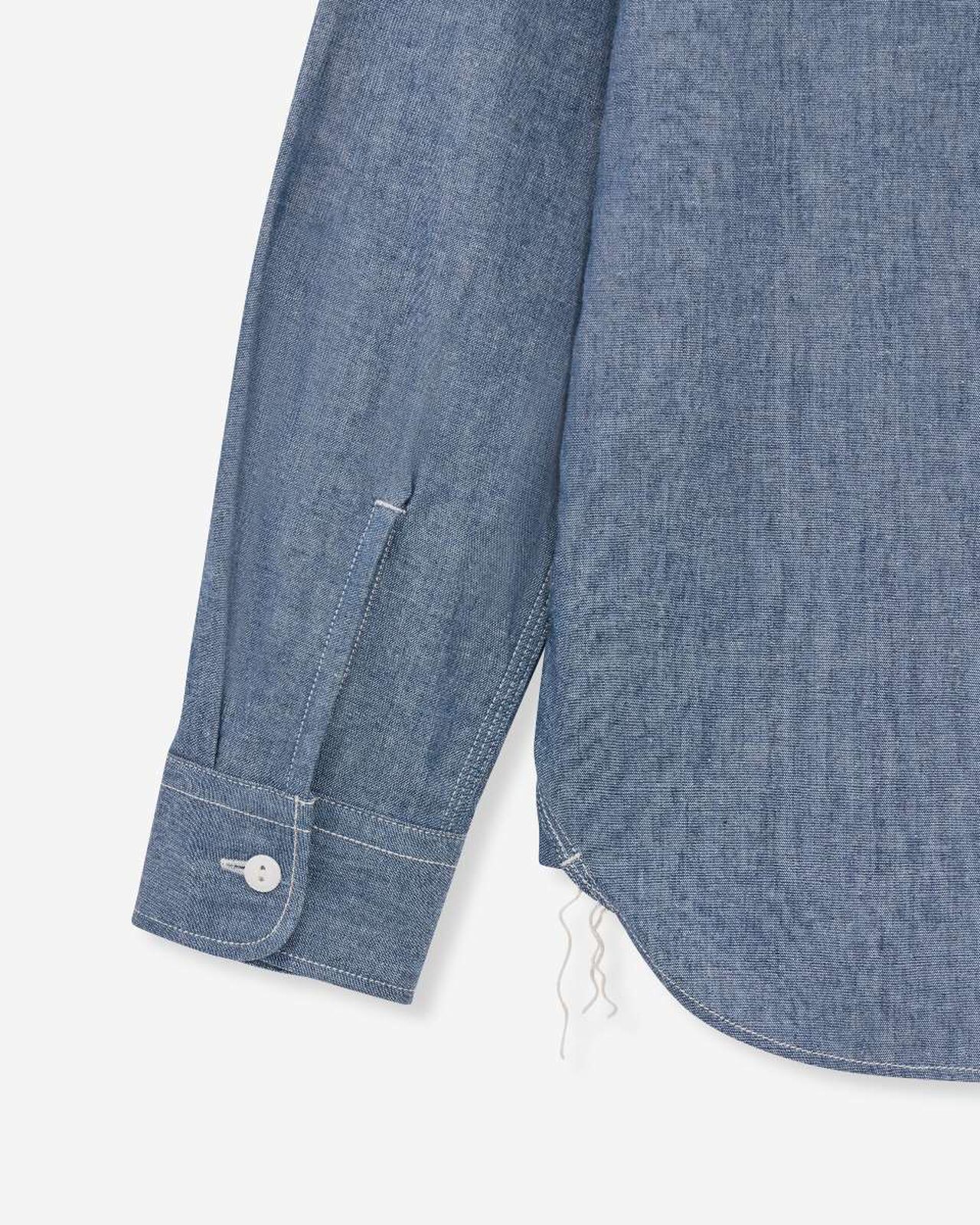 TRIPLE STITCH L/S CHAMBRAY SHIRT (TWO STRIPES),Indigo, large image number 8