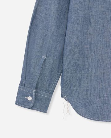 TRIPLE STITCH L/S CHAMBRAY SHIRT (TWO STRIPES),Indigo, large image number 8
