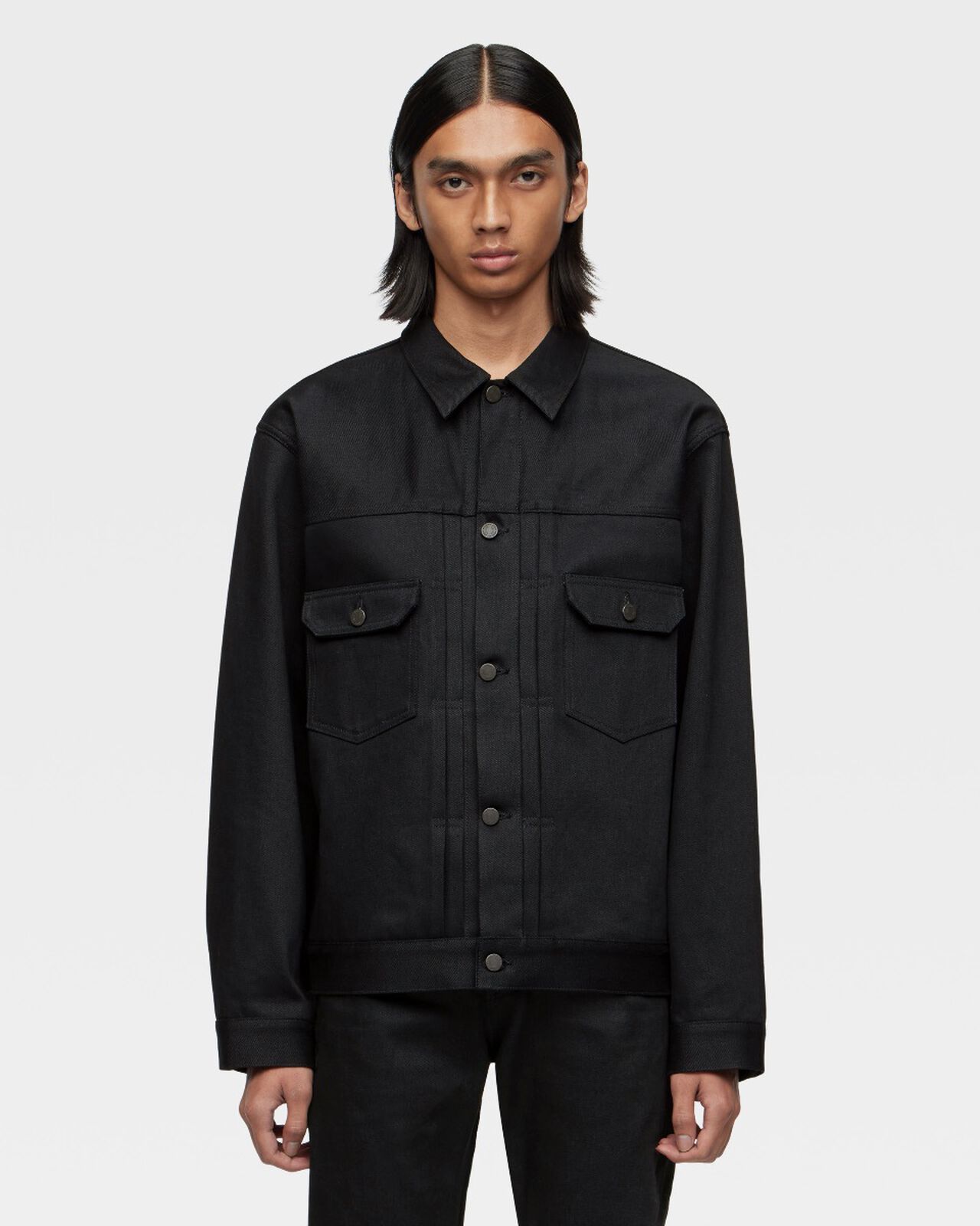 #002 STANDARD DENIM JACKET 14.7oz,BLK, large image number 0